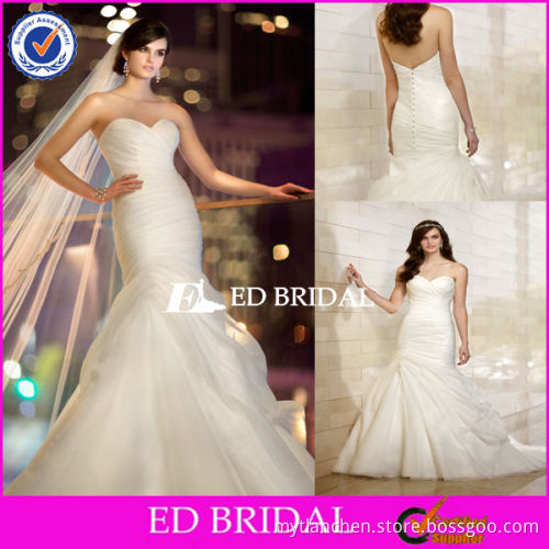XL341 Cheap Low Back Pleated Organza Caught-Up Skirt Designer Wedding Dresses
